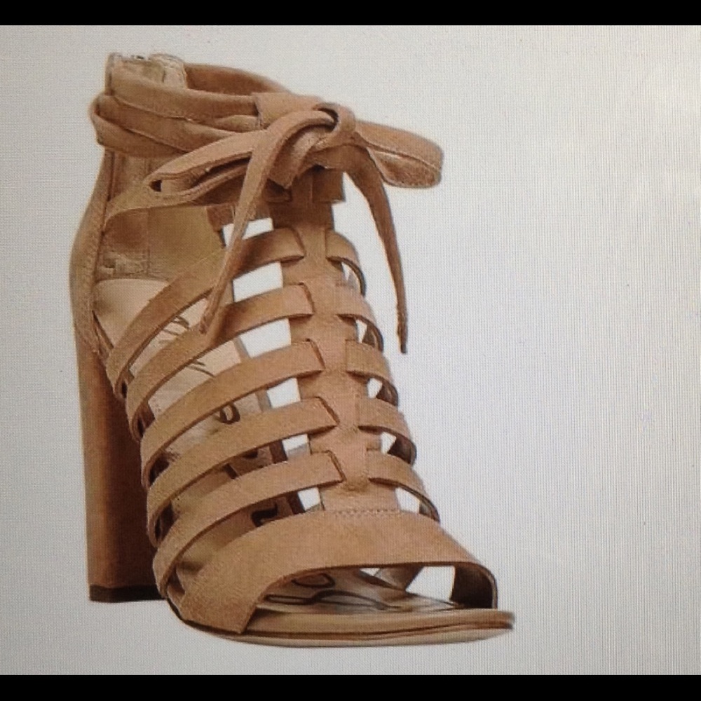Sam Edelman Caged Camel W/ Back Zip Open Toe NWOB